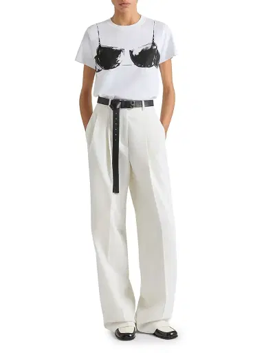 Givenchy Women's T-shirt in Cotton with Cutaway Bra Print - White Black - Size XS | Thumbnail 2