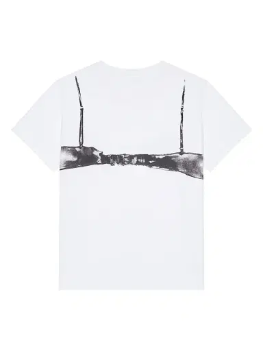 Givenchy Women's T-shirt in Cotton with Cutaway Bra Print - White Black - Size XS | Thumbnail 3