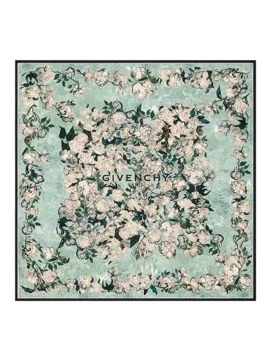 Givenchy Women's Square Scarf in Silk with Roses Print | Thumbnail 1