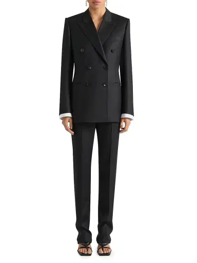 Givenchy Women's Double-Breasted Striped Blazer in Wool - Dark Grey - Size 12 | Thumbnail 2