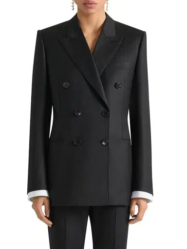 Givenchy Women's Double-Breasted Striped Blazer in Wool - Dark Grey - Size 12 | Thumbnail 3