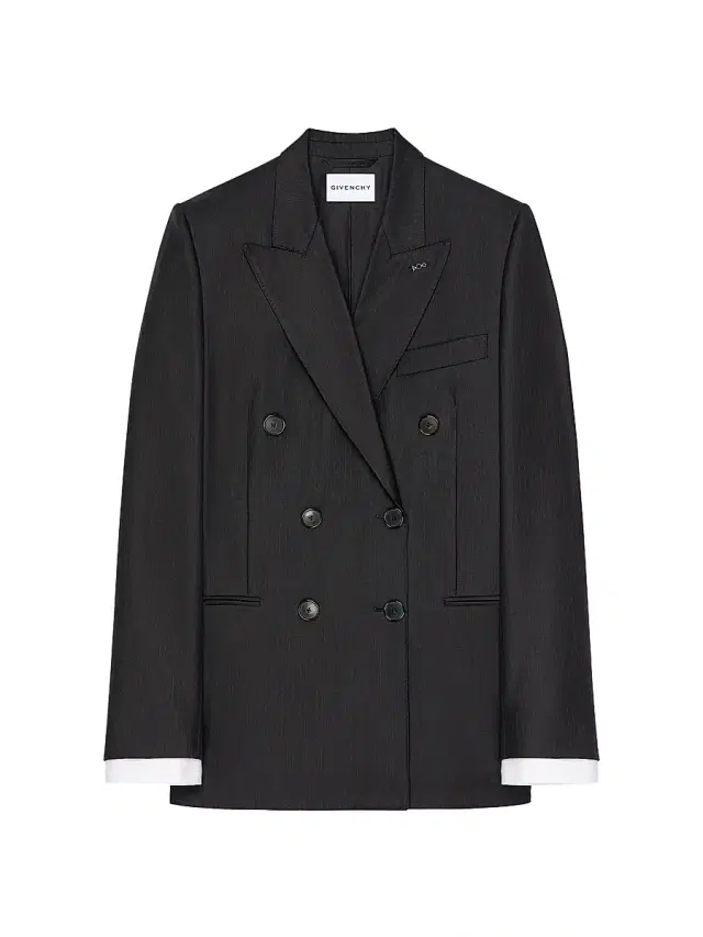 Givenchy Women's Double-Breasted Striped Blazer in Wool - Dark Grey