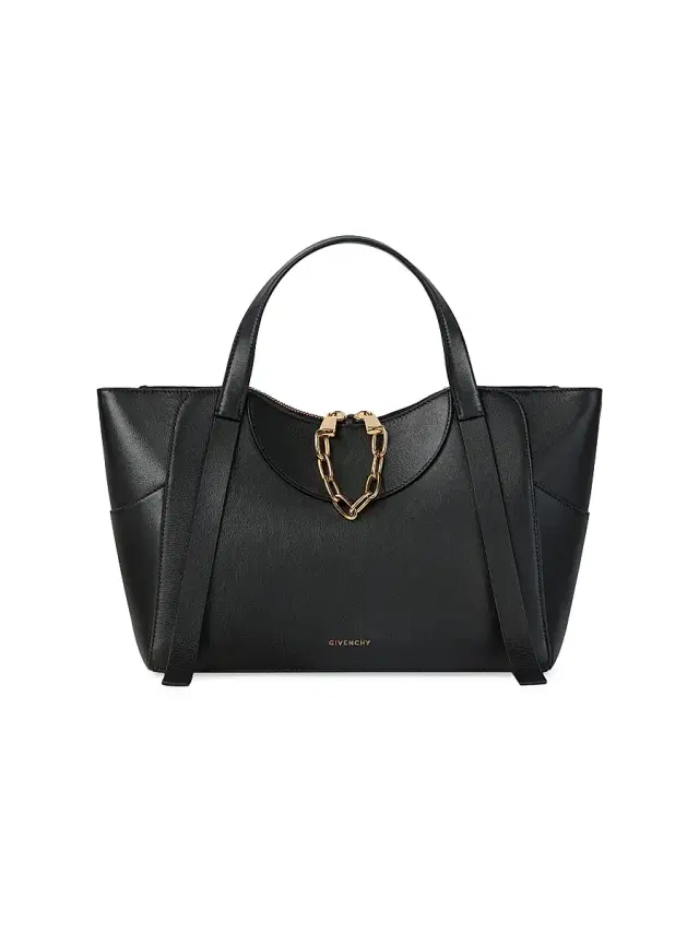 Women's The Snatch  Shoulder Bag in Grained Leather - Black