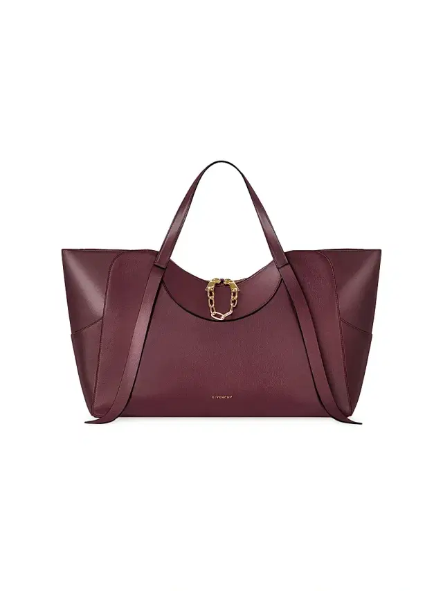 Women's The Snatch  Shoulder Bag in Grained Leather - Aubergine