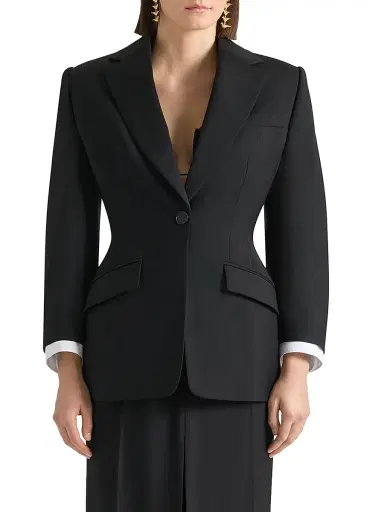 Givenchy Women's Single-Breasted Cocoon Blazer in Wool and Mohair - Black - Size 12 | Thumbnail 3 Givenchy Women's Single-Breasted Cocoon Blazer in Wool and Mohair - Black - Size 12 | Thumbnail 3