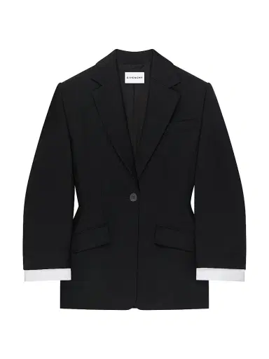 Givenchy Women's Single-Breasted Cocoon Blazer in Wool and Mohair - Black - Size 12 | Thumbnail 1 Givenchy Women's Single-Breasted Cocoon Blazer in Wool and Mohair - Black - Size 12 | Thumbnail 1