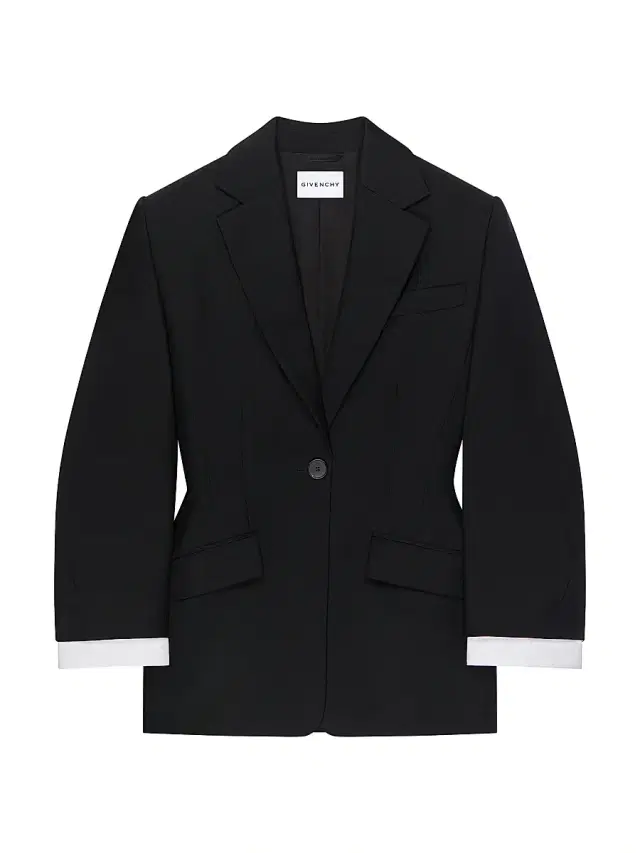 Women's Single-Breasted Cocoon Blazer in Wool and Mohair - Black