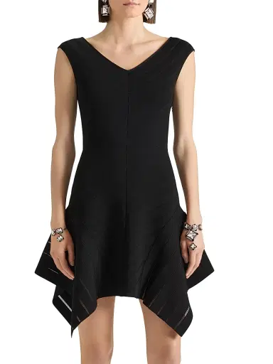 Givenchy Women's Short Dress in Herringbone Knit - Black - Size XS | Thumbnail 2