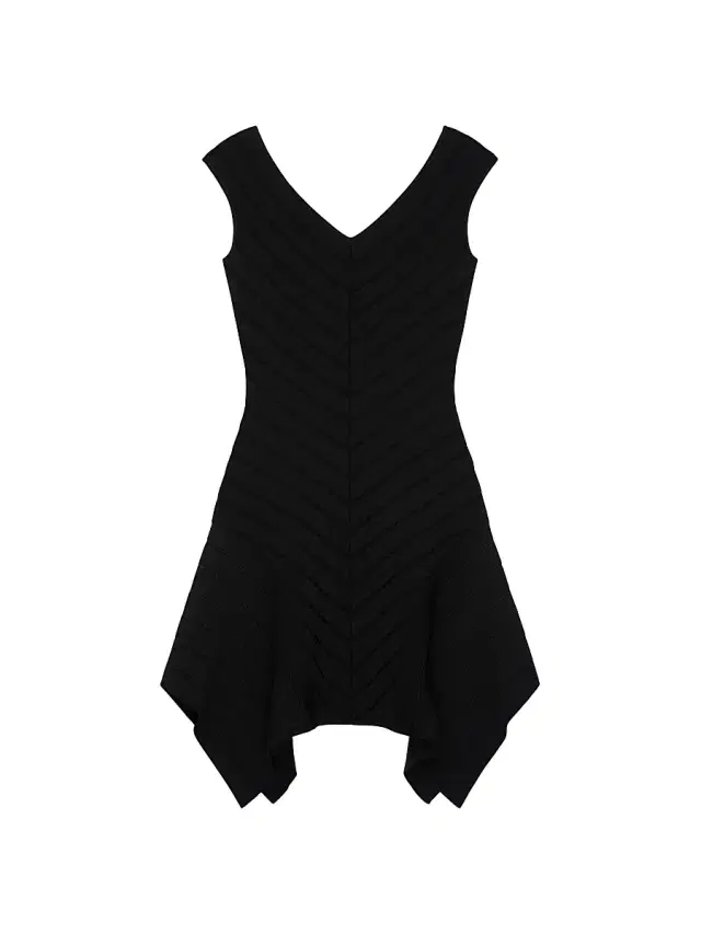 Women's Short Dress in Herringbone Knit - Black