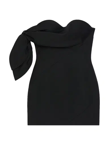 Givenchy Women's Mini Bustier Dress in Wool and Mohair with Bow - Black | Thumbnail 1