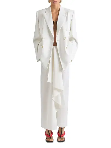 Givenchy Women's Double-Breasted Blazer in Wool and Mohair - White - Size 10 | Thumbnail 2