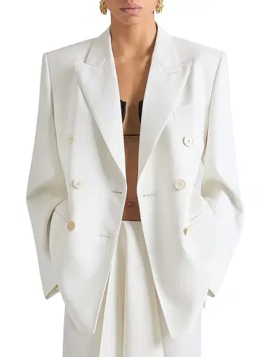 Givenchy Women's Double-Breasted Blazer in Wool and Mohair - White - Size 10 | Thumbnail 3