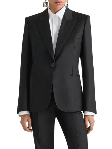 Givenchy Women's Single-Breasted Striped Blazer in Wool - Dark Grey - Size 10 | Thumbnail 3