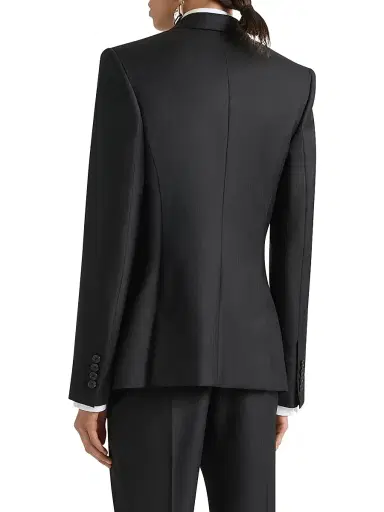 Givenchy Women's Single-Breasted Striped Blazer in Wool - Dark Grey - Size 10 | Thumbnail 4