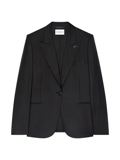 Givenchy Women's Single-Breasted Striped Blazer in Wool - Dark Grey - Size 10 | Thumbnail 1