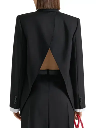 Givenchy Women's Double-Breasted Slashed Jacket in Wool and Mohair - Black - Size 10 | Thumbnail 3