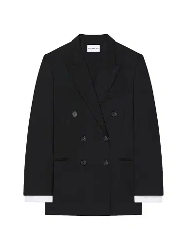 Givenchy Women's Double-Breasted Slashed Jacket in Wool and Mohair - Black - Size 10 | Thumbnail 1