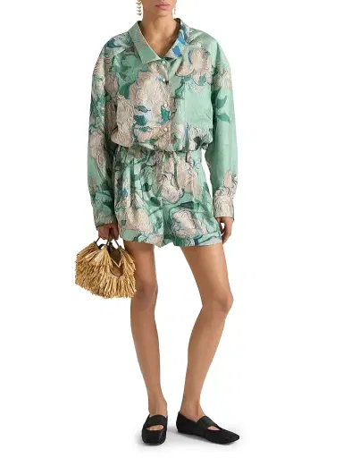 Givenchy Women's Cropped Shirt in Silk with Roses Print - Mint Green - Size 8 | Thumbnail 2 Givenchy Women's Cropped Shirt in Silk with Roses Print - Mint Green - Size 8 | Thumbnail 2