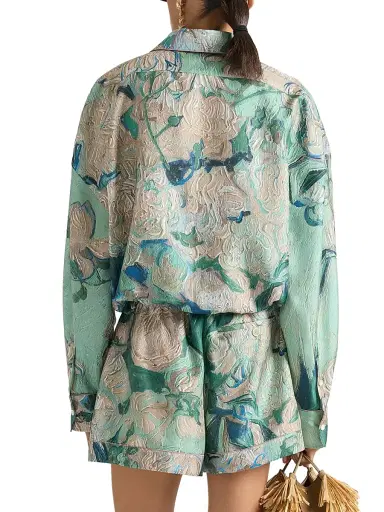 Givenchy Women's Cropped Shirt in Silk with Roses Print - Mint Green - Size 8 | Thumbnail 4 Givenchy Women's Cropped Shirt in Silk with Roses Print - Mint Green - Size 8 | Thumbnail 4