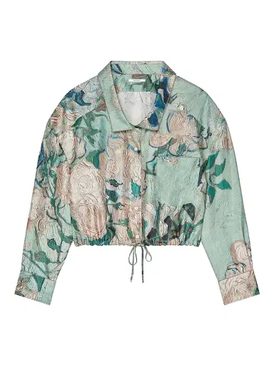 Givenchy Women's Cropped Shirt in Silk with Roses Print - Mint Green - Size 8 | Thumbnail 1 Givenchy Women's Cropped Shirt in Silk with Roses Print - Mint Green - Size 8 | Thumbnail 1