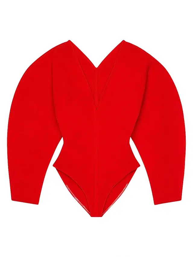 Givenchy Women's Cocoon Bodysuit in Engineered Knit - Poppy Red