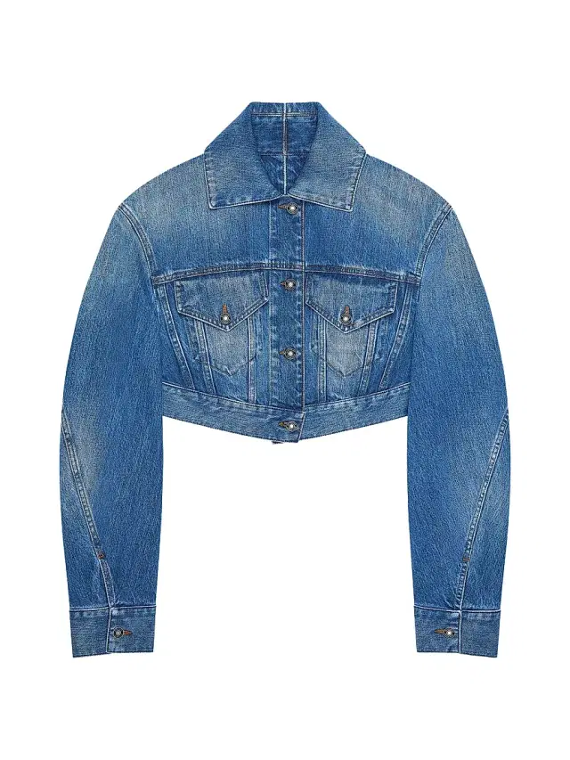 Givenchy Women's Cropped Opened Back Jacket in Denim - Medium Blue