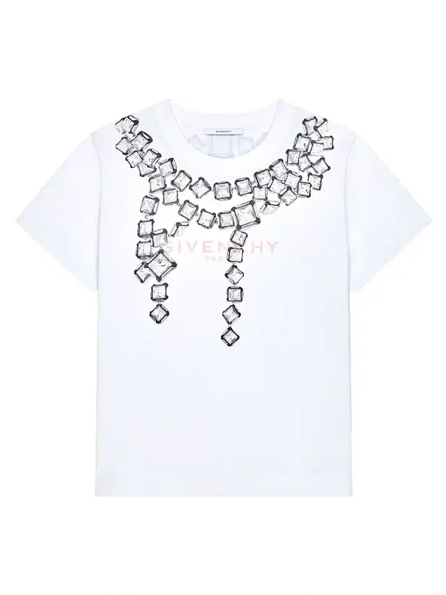 Women's T-Shirt in Cotton with Deconstructed Crystals print - White