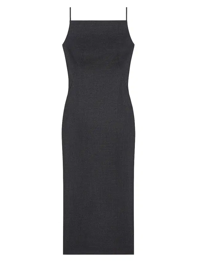 Women's Sliced Midi Dress in Wool - Dark Grey