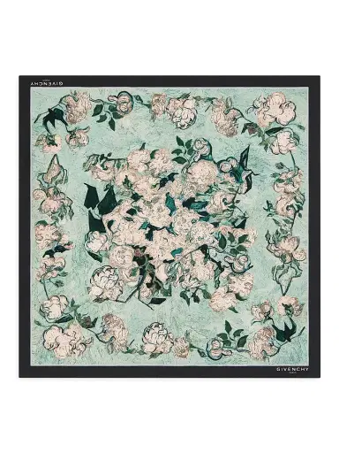 Givenchy Women's Square Scarf in Silk with Roses Print - Light Mint Green | Thumbnail 1 Givenchy Women's Square Scarf in Silk with Roses Print - Light Mint Green | Thumbnail 1