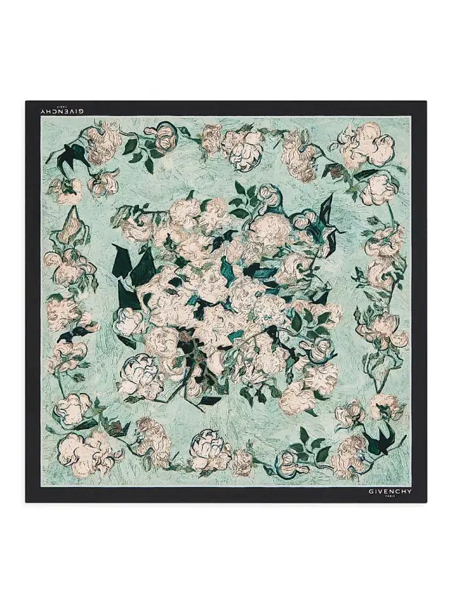 Givenchy Women's  Square Scarf in Silk with Roses Print - Light Mint Green
