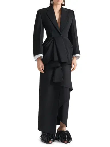 Givenchy Women's Long Wrapped Skirt in Wool and Mohair - Black - Size 10 | Thumbnail 2 Givenchy Women's Long Wrapped Skirt in Wool and Mohair - Black - Size 10 | Thumbnail 2