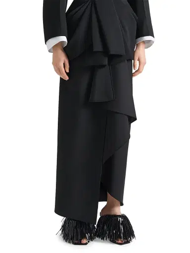 Givenchy Women's Long Wrapped Skirt in Wool and Mohair - Black - Size 10 | Thumbnail 3 Givenchy Women's Long Wrapped Skirt in Wool and Mohair - Black - Size 10 | Thumbnail 3