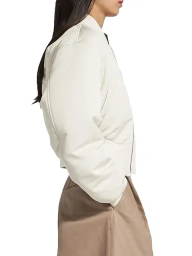 Balenciaga Women's Cropped Bomber Jacket - Ivory - Size 6 | Thumbnail 3 Balenciaga Women's Cropped Bomber Jacket - Ivory - Size 6 | Thumbnail 3