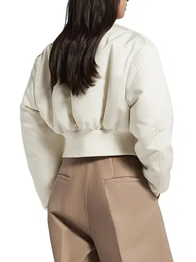 Balenciaga Women's Cropped Bomber Jacket - Ivory - Size 6 | Thumbnail 4 Balenciaga Women's Cropped Bomber Jacket - Ivory - Size 6 | Thumbnail 4