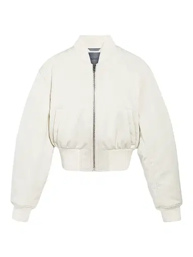 Balenciaga Women's Cropped Bomber Jacket - Ivory - Size 6 | Thumbnail 1 Balenciaga Women's Cropped Bomber Jacket - Ivory - Size 6 | Thumbnail 1