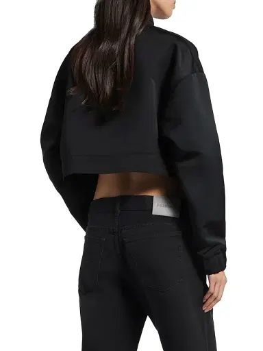 Balenciaga Women's Cropped Tracksuit Jacket - Black - Size 8 | Thumbnail 4 Balenciaga Women's Cropped Tracksuit Jacket - Black - Size 8 | Thumbnail 4