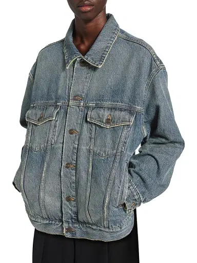 Balenciaga Women's Kick Denim Jacket - Dirty Vintage Blue - Size 6 | Thumbnail 2