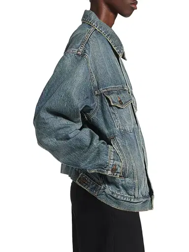 Balenciaga Women's Kick Denim Jacket - Dirty Vintage Blue - Size 6 | Thumbnail 3