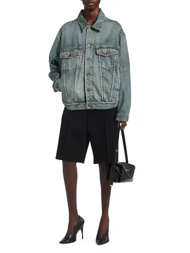 Balenciaga Women's Kick Denim Jacket - Dirty Vintage Blue - Size 6 | Thumbnail 6