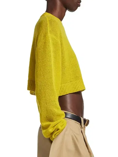 Balenciaga Women's Cropped Crewneck Sweater - Dark Yellow - Size Large | Thumbnail 3