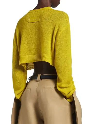 Balenciaga Women's Cropped Crewneck Sweater - Dark Yellow - Size Large | Thumbnail 4