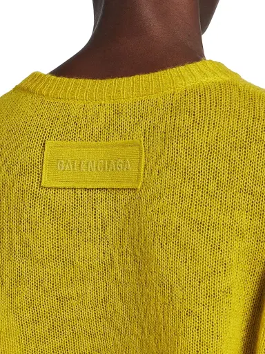 Balenciaga Women's Cropped Crewneck Sweater - Dark Yellow - Size Large | Thumbnail 5