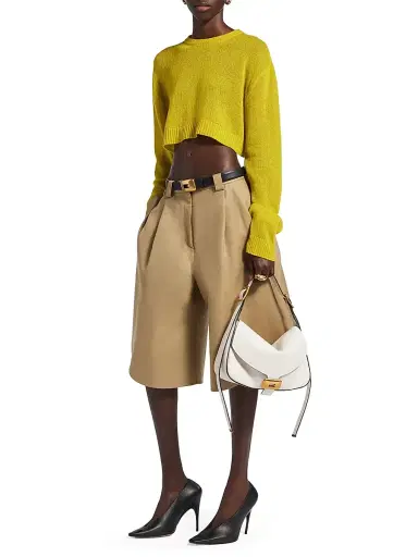 Balenciaga Women's Cropped Crewneck Sweater - Dark Yellow - Size Large | Thumbnail 6