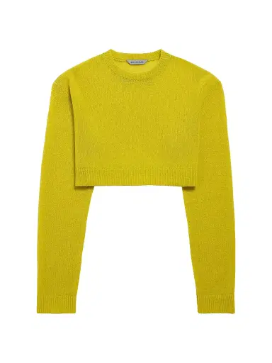Balenciaga Women's Cropped Crewneck Sweater - Dark Yellow - Size Large | Thumbnail 1