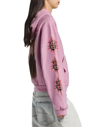 Balenciaga Women's Sacré Cur Zip-Up Hoodie Medium Fit - Old Pink - Size XS | Thumbnail 3 Balenciaga Women's Sacré Cur Zip-Up Hoodie Medium Fit - Old Pink - Size XS | Thumbnail 3