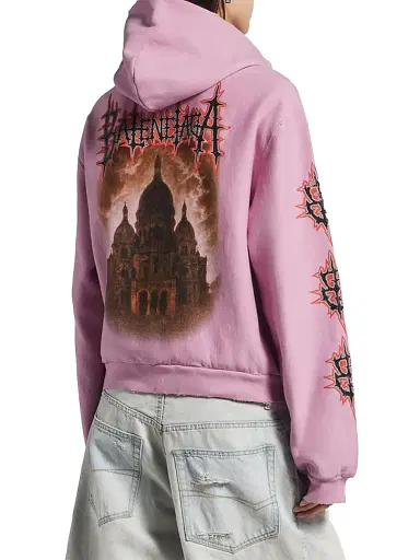 Balenciaga Women's Sacré Cur Zip-Up Hoodie Medium Fit - Old Pink - Size XS | Thumbnail 4 Balenciaga Women's Sacré Cur Zip-Up Hoodie Medium Fit - Old Pink - Size XS | Thumbnail 4