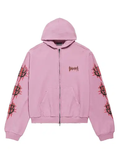 Balenciaga Women's Sacré Cur Zip-Up Hoodie Medium Fit - Old Pink - Size XS | Thumbnail 1 Balenciaga Women's Sacré Cur Zip-Up Hoodie Medium Fit - Old Pink - Size XS | Thumbnail 1