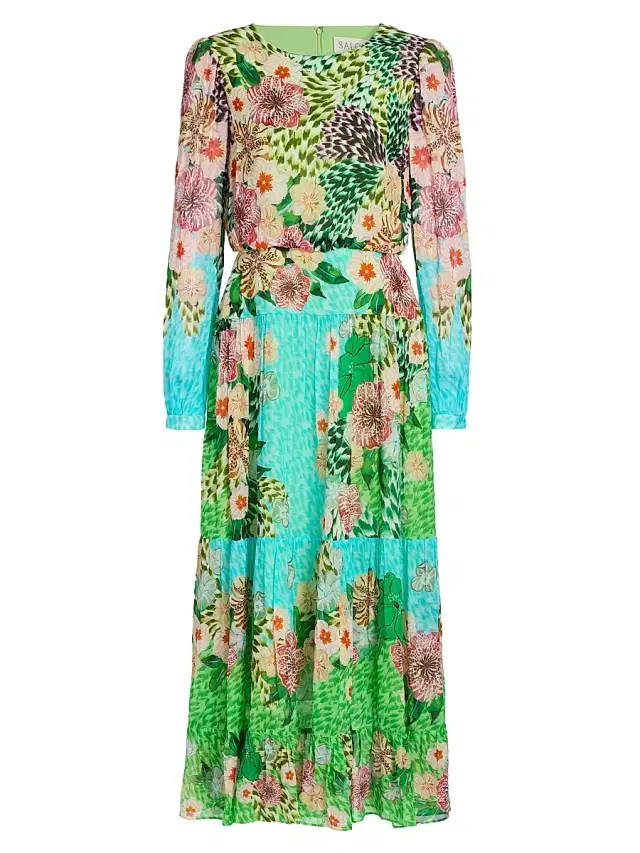 Women's Isabel Printed Midi-Dress - Plumeria Wave Plmt