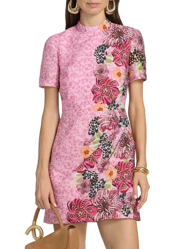 Saloni Women's Printed Draped Sheath Minidress - Bamboo Bloom Plmt | Thumbnail 3
