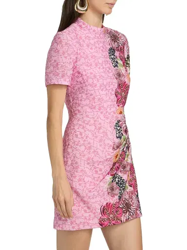 Saloni Women's Printed Draped Sheath Minidress - Bamboo Bloom Plmt | Thumbnail 4